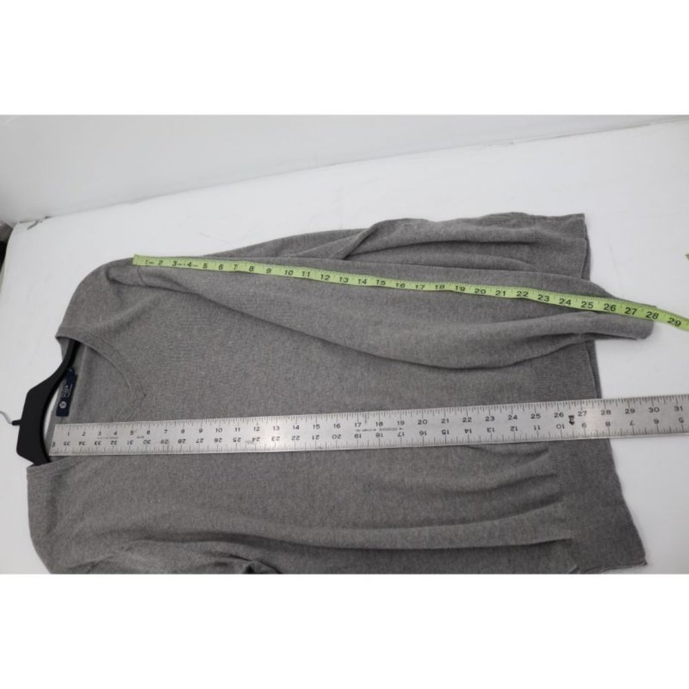 J Crew sweater Mens XL V Neck Long Sleeve Knit Cotton Cashmere Gray pullover - Picture 5 of 7